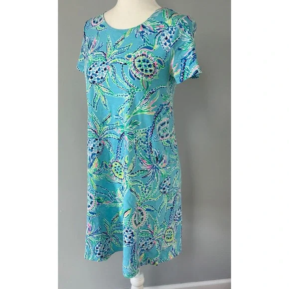 Lilly Pulitzer Pineapple Turtle Print V Neck Criss Cross Short Sleeve Dress‎ - Picture 6 of 10